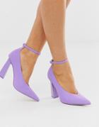 Asos Design Plush Reflective Pointed High Heels In Lilac-multi