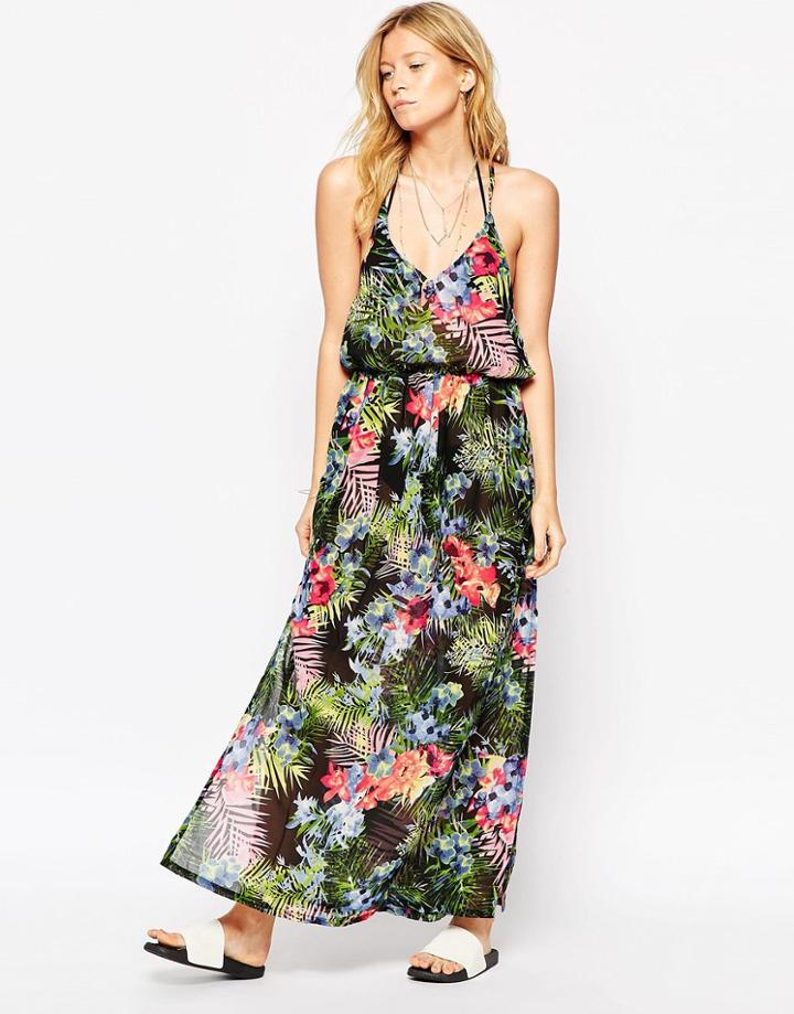 Liquorish Tropical Print Maxi Dress - Multi