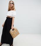 Asos Design Petite Maxi Skirt With Paperbag Waist - Black