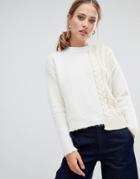 Sportmax Code Fluffy And Cable Knit Sweater - Cream