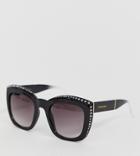River Island Oversized Sunglasses With Rhinestone Detail In Black - Black