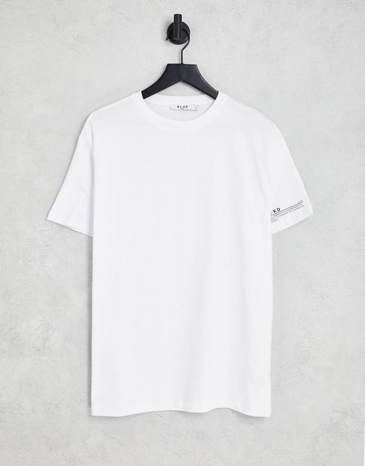 Na-kd Organic Cotton Slogan T-shirt In White