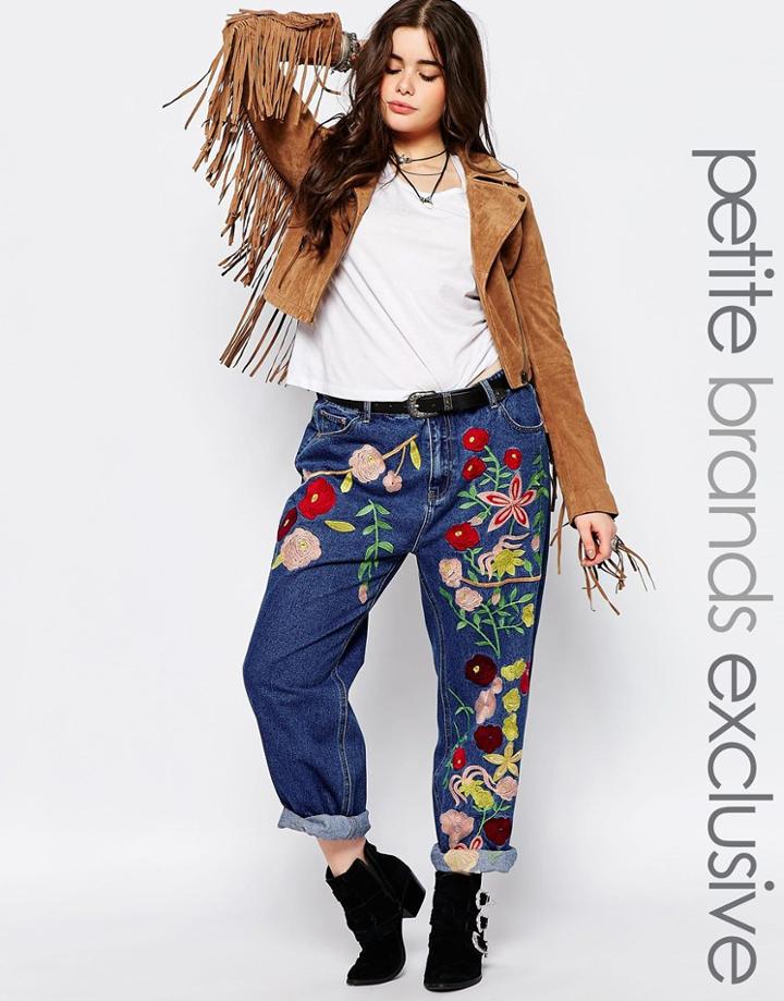Alice & You Embroidered Gilfriend Jean - Mid Wash