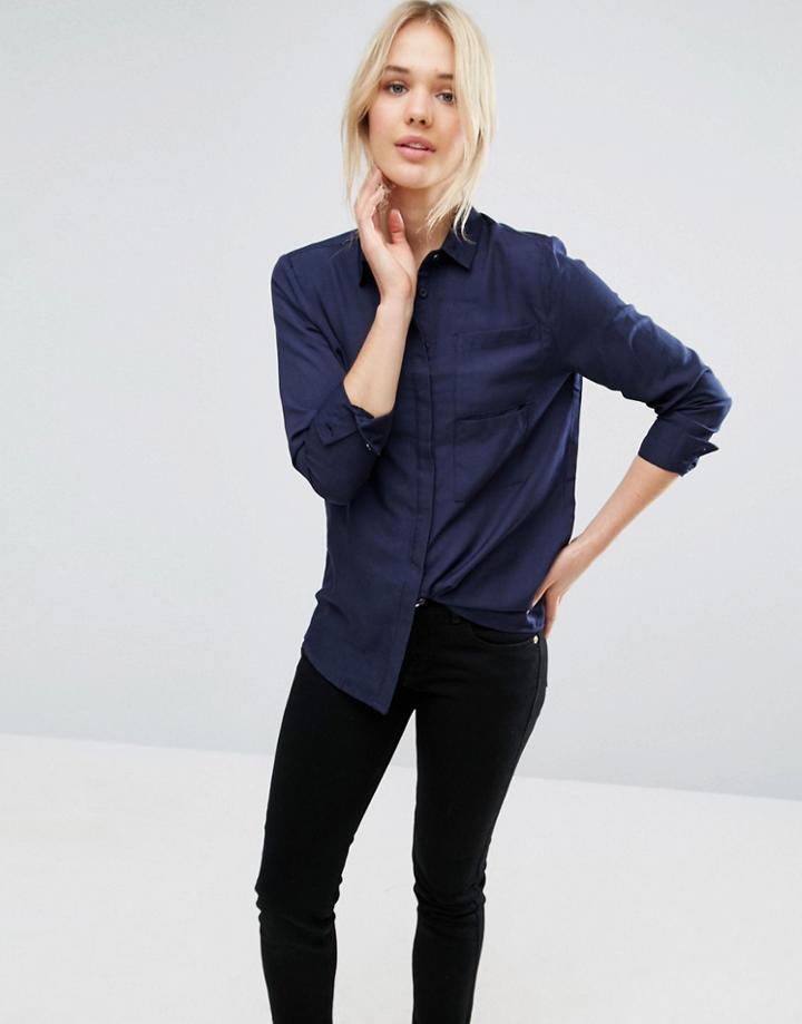 Neon Rose Double Pocket Shirt - Navy