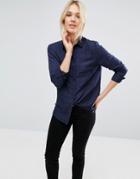 Neon Rose Double Pocket Shirt - Navy