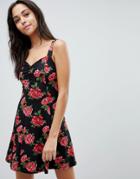 Asos Mini Swing Sundress With Tie Back In Floral Print - Multi