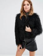 Millie Mackintosh Faux Fur Mongolian Jacket - Black