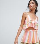 River Island Multi Stripe Tassel Detail Beach Cami Top - Orange