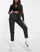 Asos Design Hourglass Smart Tapered Pant In Mono Check-black
