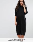 Asos Maternity High Neck Midi Column Dress - Black