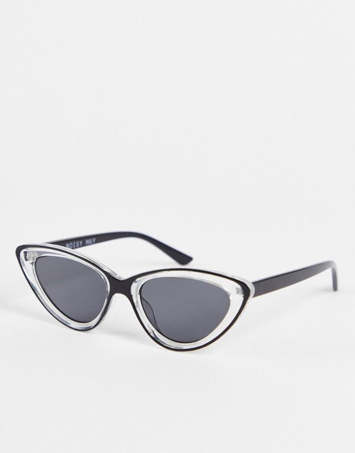 Noisy May Clear Cateye Sunglasses In Black-gray
