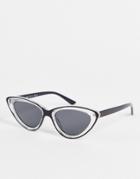 Noisy May Clear Cateye Sunglasses In Black-gray