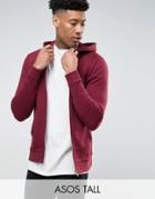 Asos Tall Zip Up Hoodie In Red - Red