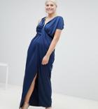 Asos Design Curve Drape Satin Maxi Dress - Multi