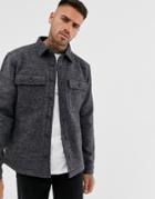 Pull & Bear Wool Coach Jacket In Gray Marl - Gray