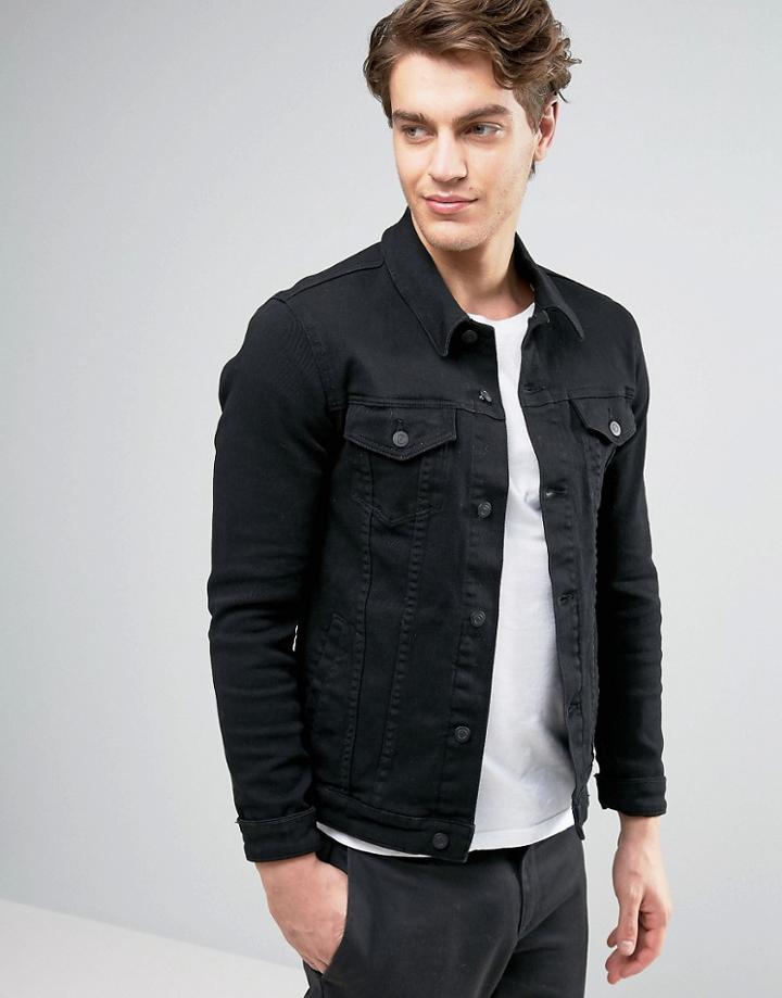 Asos Super Skinny Denim Jacket In Black - Black