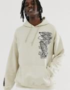 Reclaimed Vintage Oversized Hoodie With Scribble Print-stone
