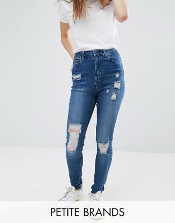 Waven Petite Anika Distressed Skinny Jean - Blue