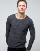 Selected Homme Sweater In Waffle Texture - Gray