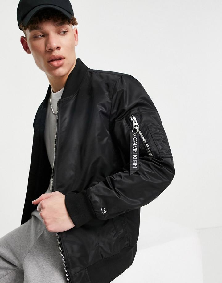 Calvin Klein Ma-1 Bomber Jacket In Black