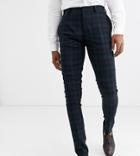 Asos Design Tall Super Skinny Suit Pants In Blackwatch Plaid Check In Navy