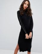 Warehouse Embellished Sleeve Sweater Dress - Black