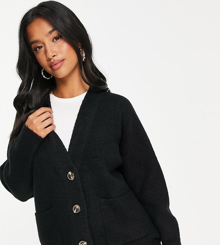 Threadbare Petite Michayla Oversized Cardigan In Black