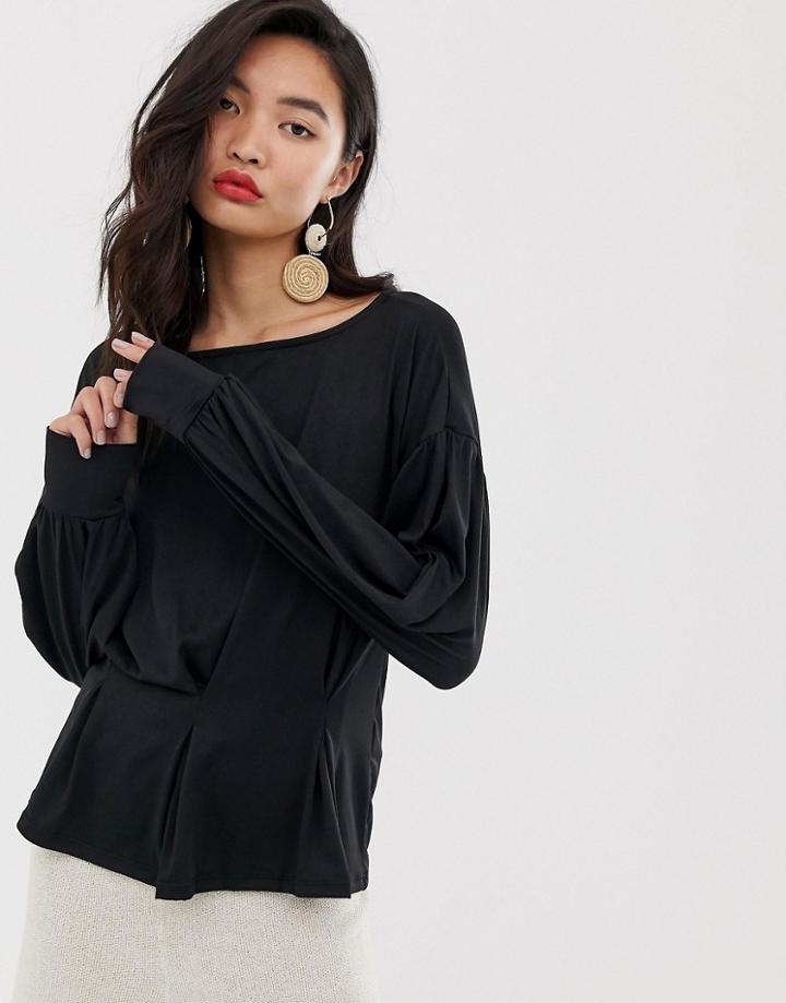 Vero Moda Gathered Waist Top-black