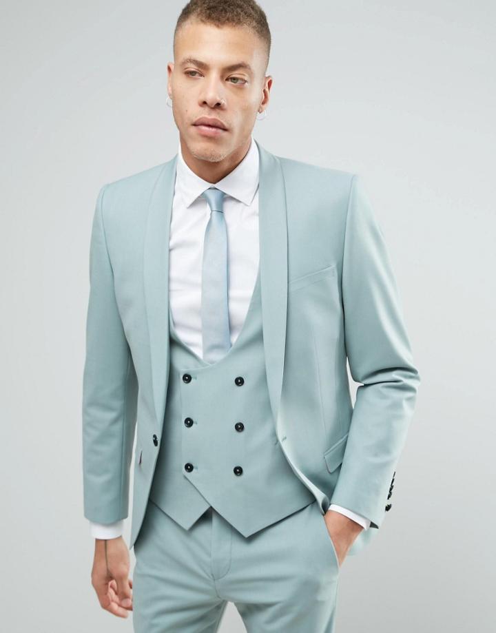 Noose & Monkey Super Skinny Suit Jacket - Green
