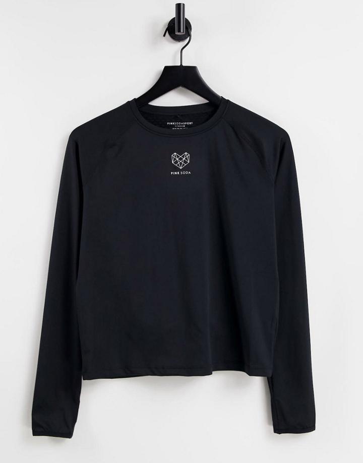 Pink Soda Medley Long Sleeve Top In Black