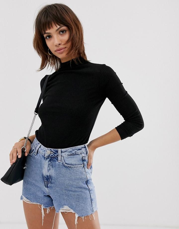 River Island High Neck Top In Black