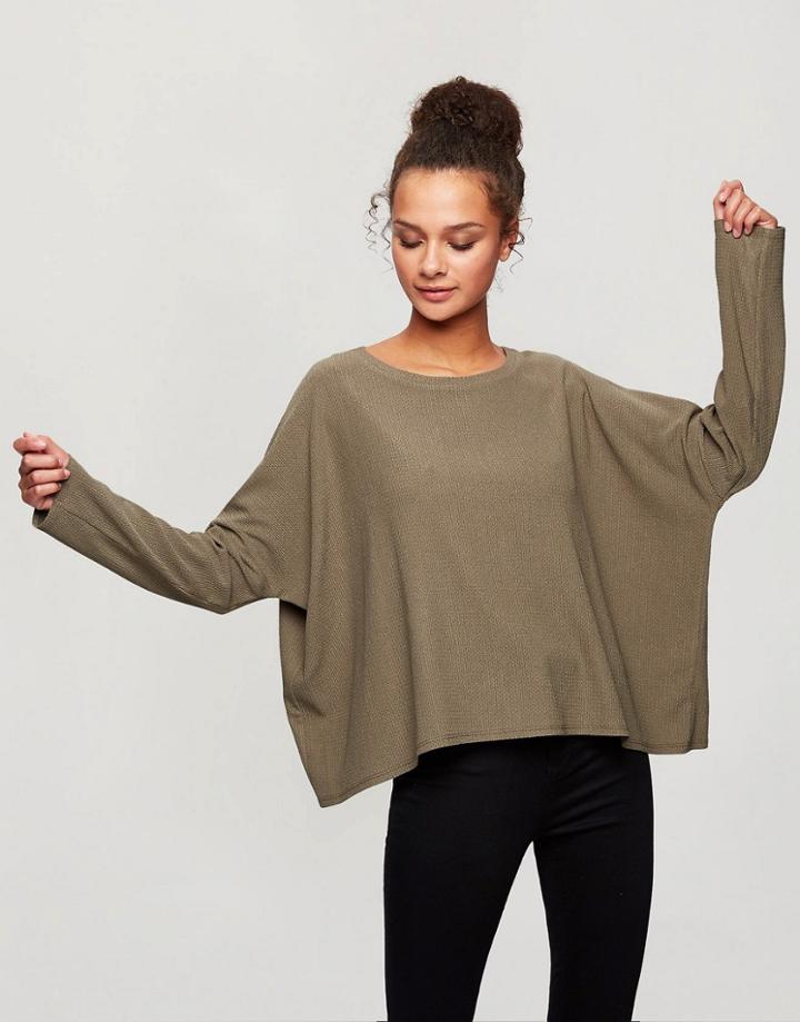 Miss Selfridge Batwing Top In Khaki-green