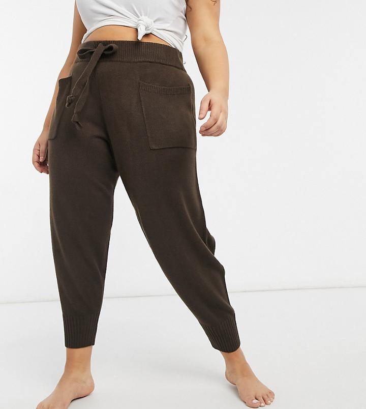 M Lounge Curve Set Cuffed Sweatpants With Pockets-brown
