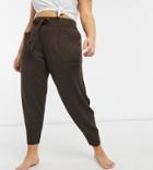 M Lounge Curve Set Cuffed Sweatpants With Pockets-brown