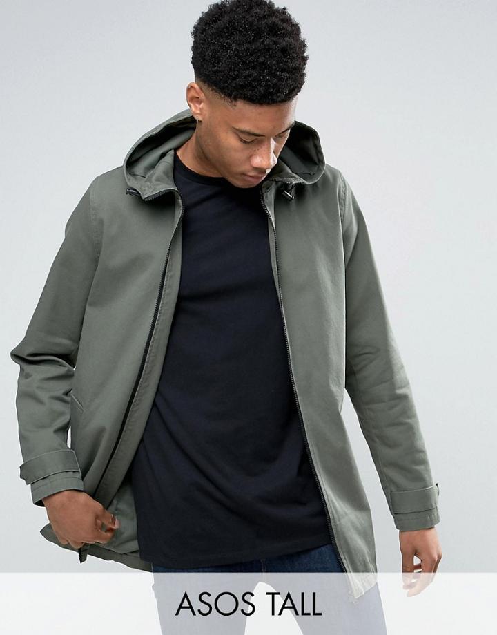 Asos Tall Festival Lightweight Parka Jacket In Khaki - Green