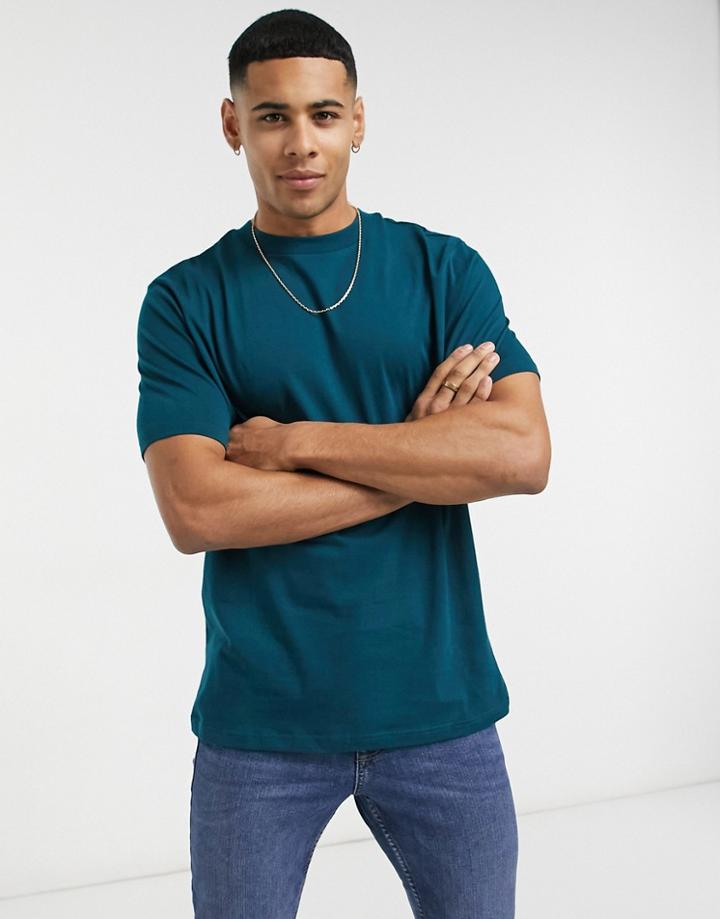 River Island Regular Fit T-shirt In Dark Teal-blue