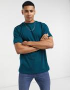 River Island Regular Fit T-shirt In Dark Teal-blue