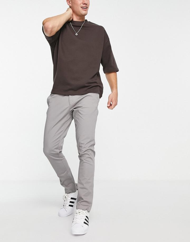 River Island Skinny Smart Chinos In Gray