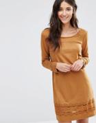 Vila Drawn Long Sleeve Dress - Brown
