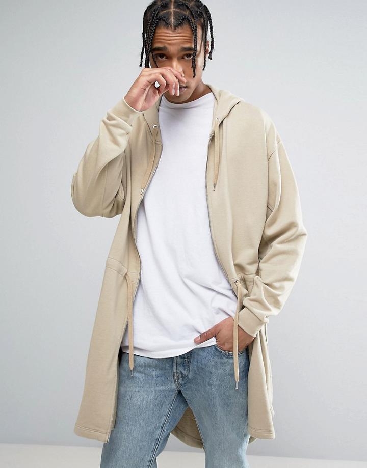 Asos Oversized Jersey Parka - Beige