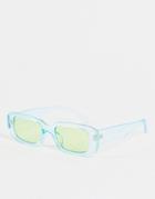 Madein Rectangle Sunglasses In Blue With Green Lens