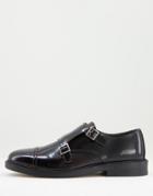 Topman Burgundy Real Leather Tyger Monk Shoes-red