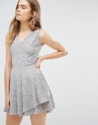 Wal G Skater Dress With Wrap Front - Gray