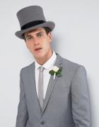 Asos Wedding Top Hat In Gray Felt - Gray