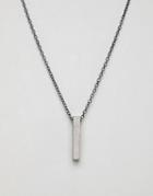 Icon Brand Bar Pendant Necklace In Vintage Silver