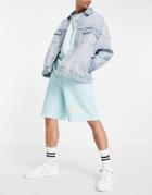 Asos Actual Athlesiure Coordinating Relaxed Shorts With Logo Print In Canal Blue-blues