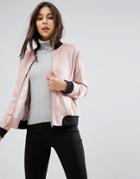 Missguided Contrast Rib Faux Suede Jacket - Pink