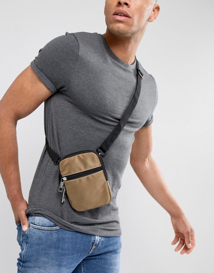 Boohooman Cross Body Bag In Khaki - Green