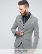 Heart & Dagger Super Skinny Blazer In Dogstooth Tweed - Gray