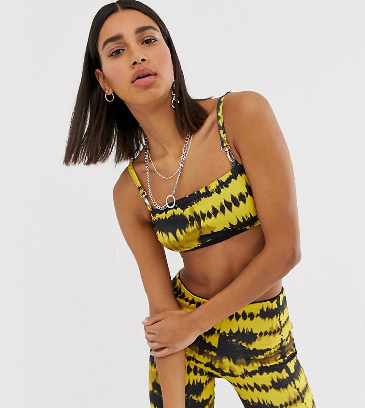Reclaimed Vintage Inspired Tie Dye Crop Top With Ring Detail - Multi
